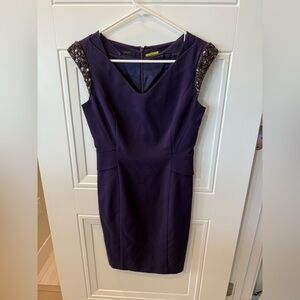 Chic Purple Mini Dress with Embellished Shoulders